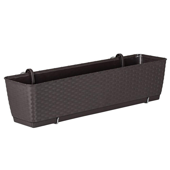Jardiniera decorativa, Prosperplast, imitatie ratan, suport, maro, 49.2x17.2x17.4 cm, Old