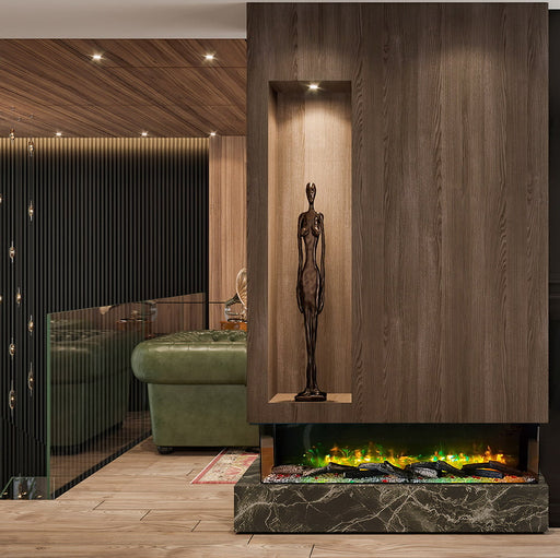 Semineu electric 3 laturi VISTA Mediu, pe perete, podea sau incorporabil, cu sunet, 10 culori, L153xH50cm