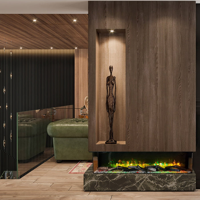 Semineu electric 3 laturi VISTA Mediu, pe perete, podea sau incorporabil, cu sunet, 10 culori, L153xH50cm