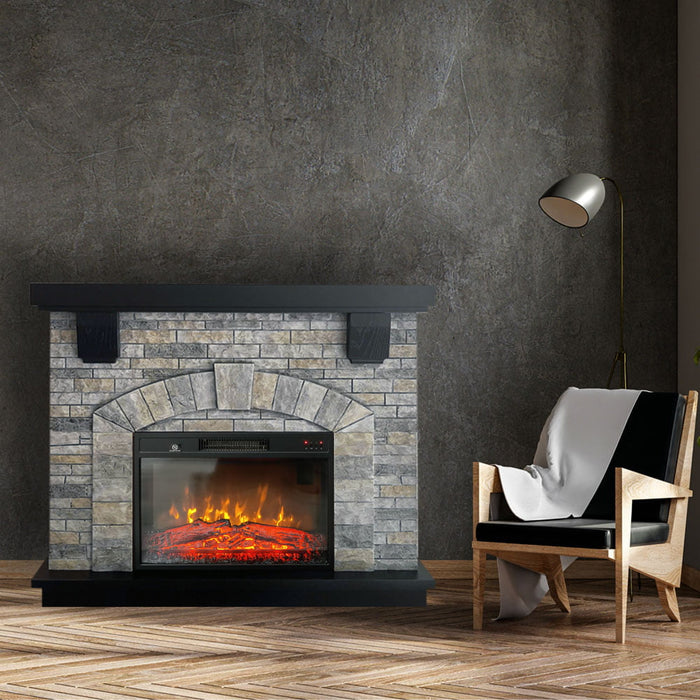 Semineu electric 3D GREYSTONE, cu sunet, 3 culori, Wi-Fi cu APP internet, L115xH102cm