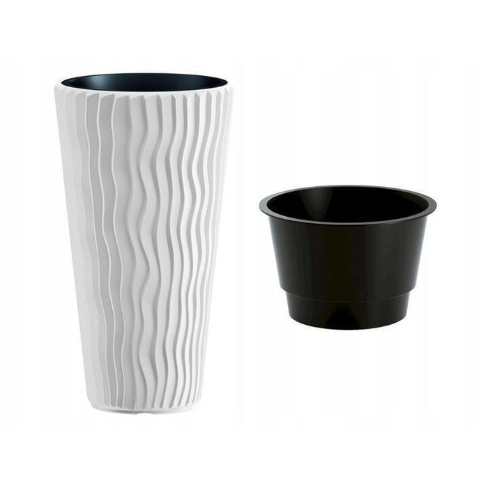 Set 2 ghivece de flori, Sandy Slim, rotunde, inalte, 39x70.8 cm, alb, Prosperplast