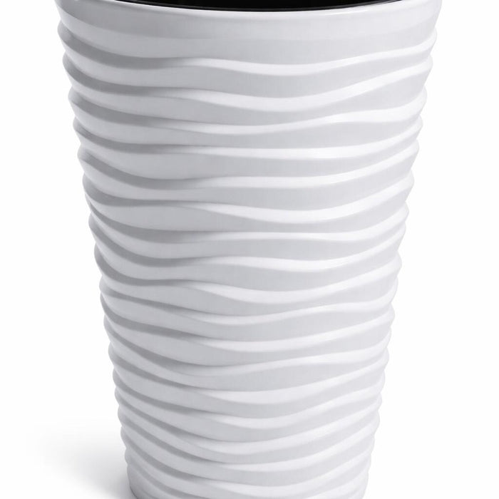Set 2 ghivece de flori, Sand Slim, rotunde, inalte, 39x75 cm, alb, Prosperplast