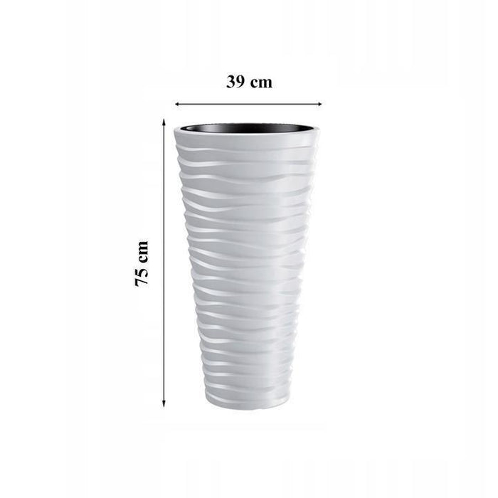 Set 2 ghivece de flori, Sand Slim, rotunde, inalte, 39x75 cm, alb, Prosperplast