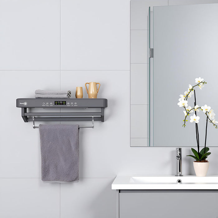 Uscător de prosop baie sau bucatarie cu sterilizator UV, pe perete, 60 cm, 450W, PREMIUM Gri