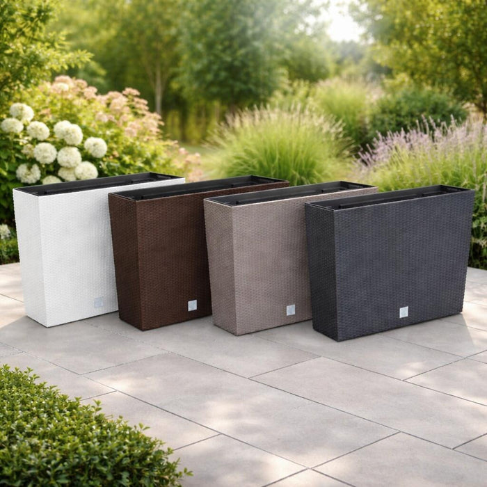 Set 2 jardiniere decorative, imitatie ratan, Rato Case, maro, 58x18x49.8 cm