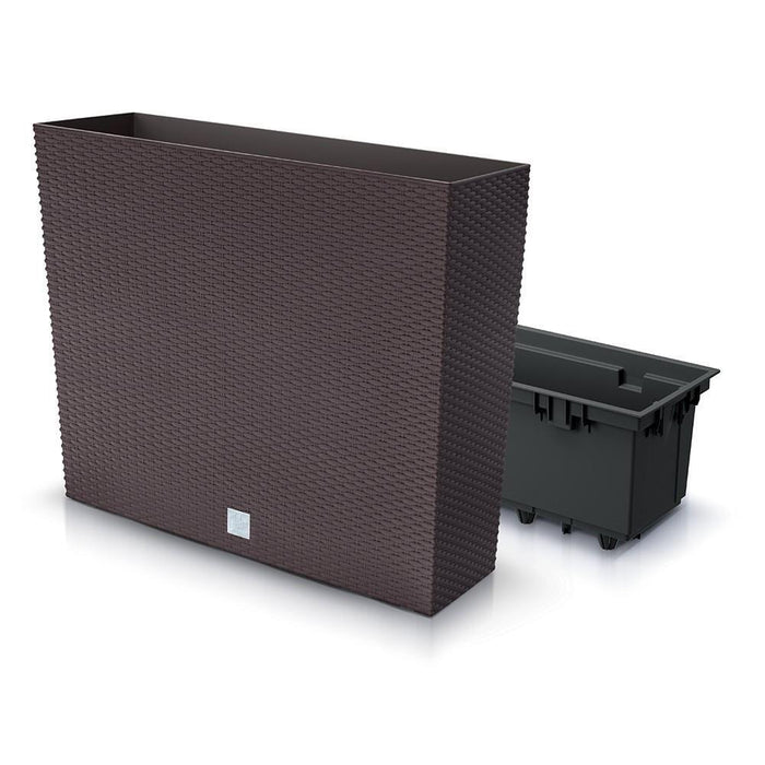 Set 2 jardiniere decorative, imitatie ratan, Rato Case, maro, 58x18x49.8 cm