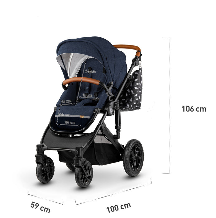 Cărucior 3 in 1 Kinderkraft Prime 3In1 Mink Pro Navy