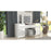Set masa de toaleta/machiaj Antonia + scaun Mark, alb, sertare lucioase, cu oglinda si LED-uri, 155x42x135 cm