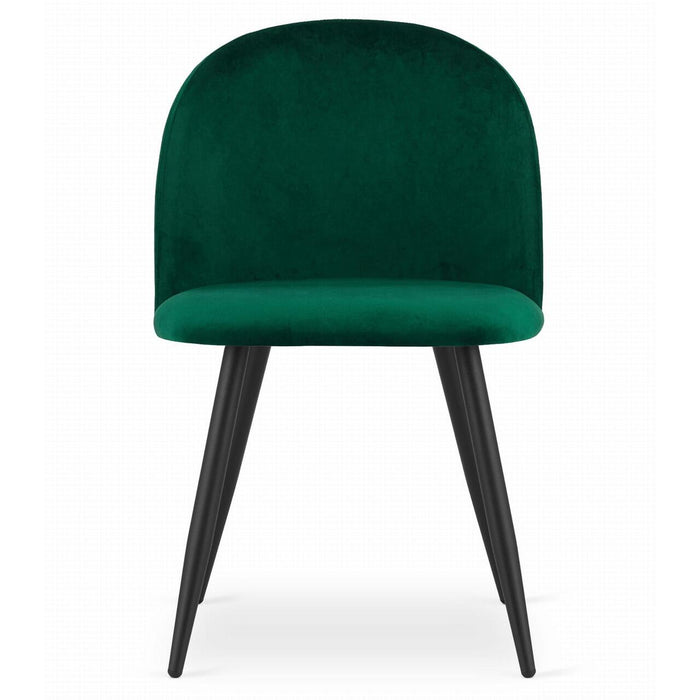 Set 4 scaune bucatarie/living, Artool, Bello, catifea verde, picioare metal negru, 46x42.5x76.5 cm