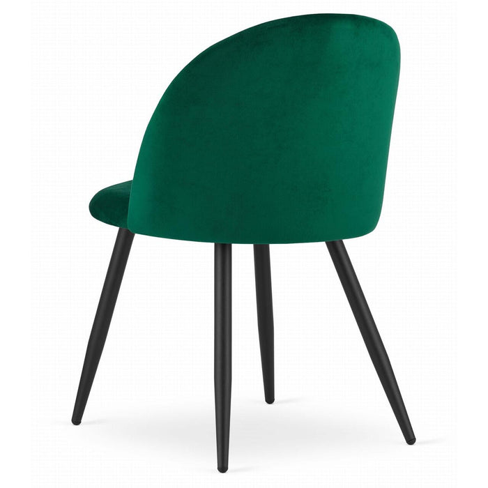 Set 4 scaune bucatarie/living, Artool, Bello, catifea verde, picioare metal negru, 46x42.5x76.5 cm
