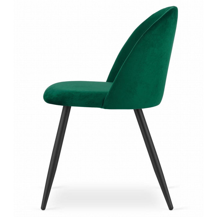 Set 4 scaune bucatarie/living, Artool, Bello, catifea verde, picioare metal negru, 46x42.5x76.5 cm