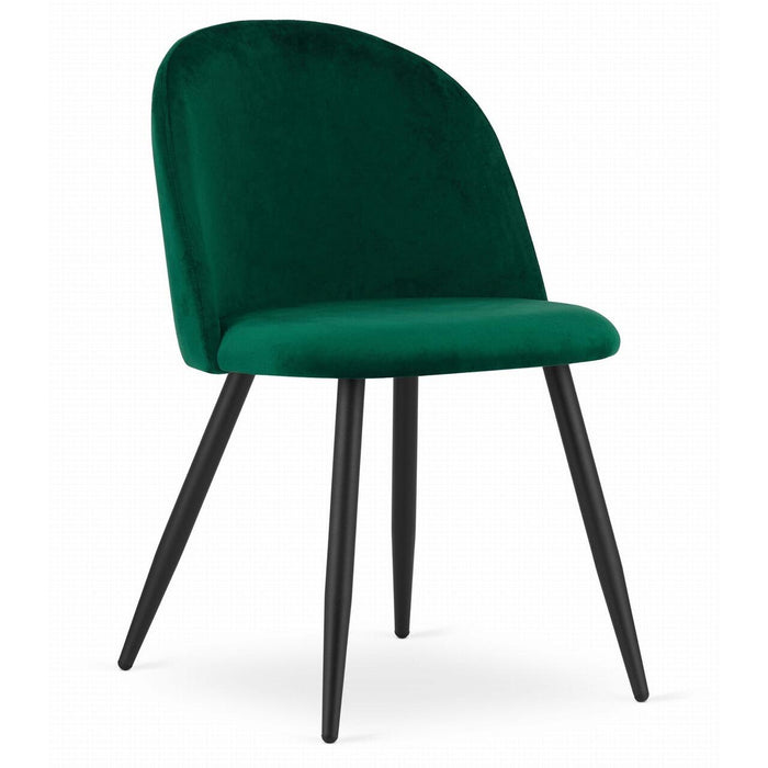 Set 4 scaune bucatarie/living, Artool, Bello, catifea verde, picioare metal negru, 46x42.5x76.5 cm