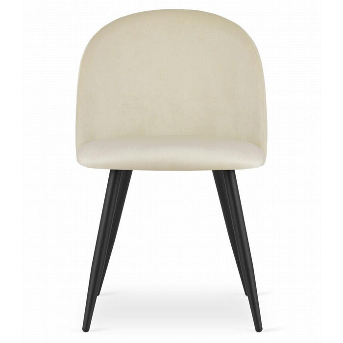 Scaun bucatarie/living, Artool, Bello, catifea bej, picioare metal negru, 46x42.5x76.5 cm