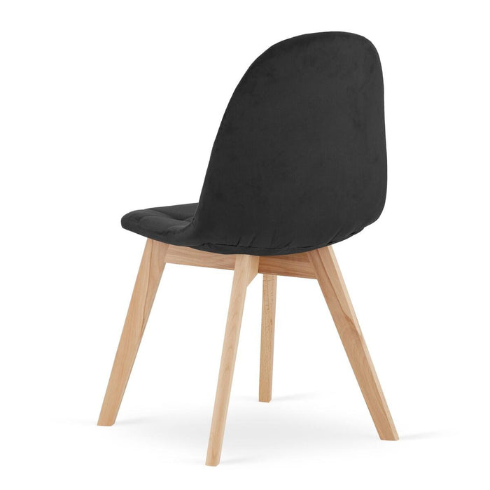 Scaun bucatarie/living, Artool, Bora, catifea neagra, picioare lemn natur, 44.5x54x81.5 cm