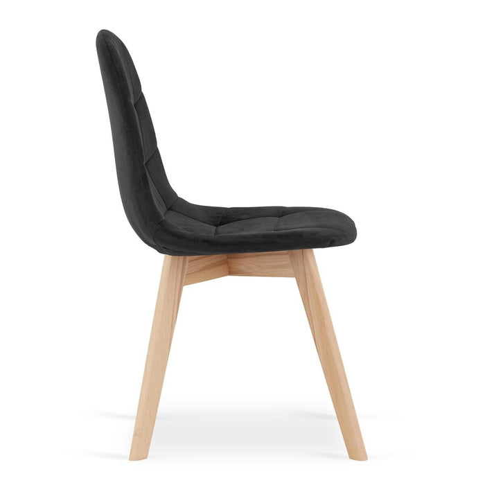 Scaun bucatarie/living, Artool, Bora, catifea neagra, picioare lemn natur, 44.5x54x81.5 cm