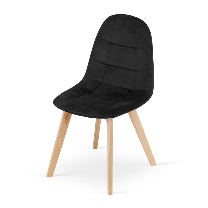 Scaun bucatarie/living, Artool, Bora, catifea neagra, picioare lemn natur, 44.5x54x81.5 cm