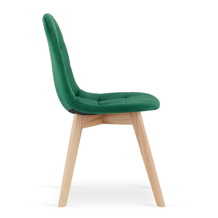 Scaun bucatarie/living, Artool, Bora, catifea verde, picioare lemn natur, 44.5x54x81.5 cm
