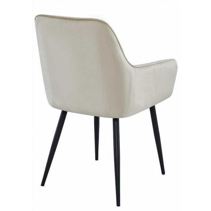 Scaun stil fotoliu bucatarie/living, Artool, Solden, catifea bej, picioare metal negru, 55x45.5x83.5 cm