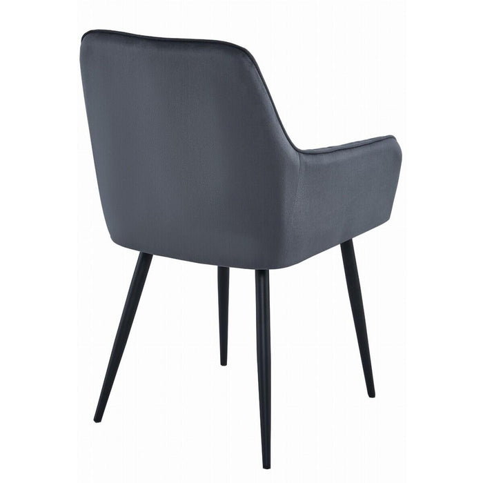 Scaun stil fotoliu bucatarie/living, Artool, Solden, catifea gri inchis, picioare metal negru, 55x45.5x83.5 cm