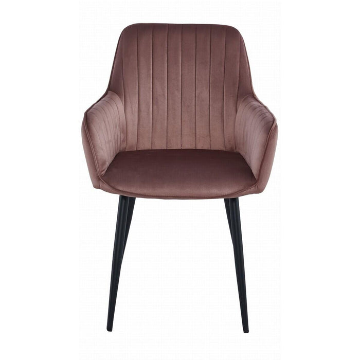 Scaun stil fotoliu bucatarie/living, Artool, Solden, catifea roz, picioare metal negru, 55x45.5x83.5 cm
