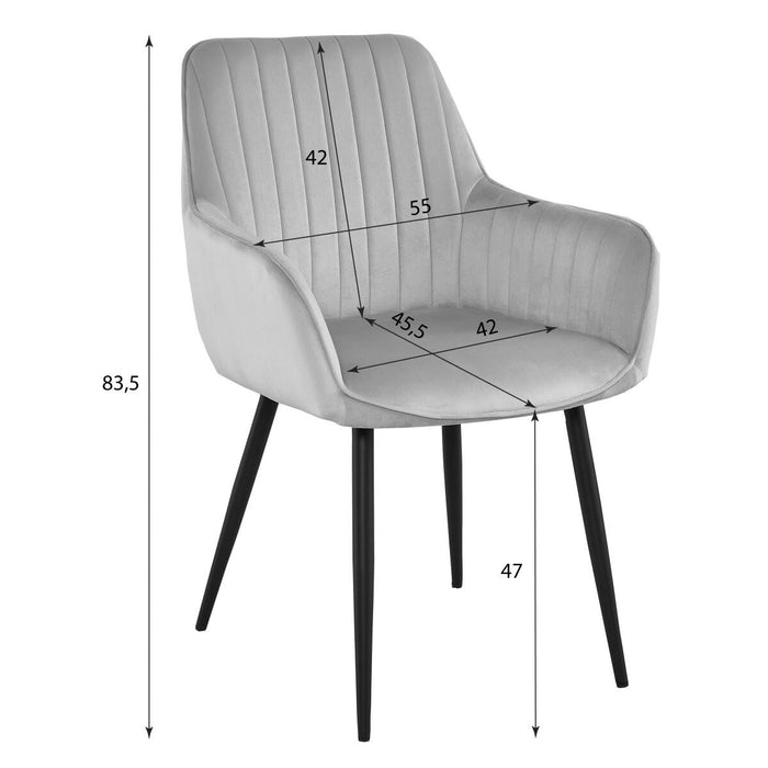 Scaun stil fotoliu bucatarie/living, Artool, Solden, catifea roz, picioare metal negru, 55x45.5x83.5 cm