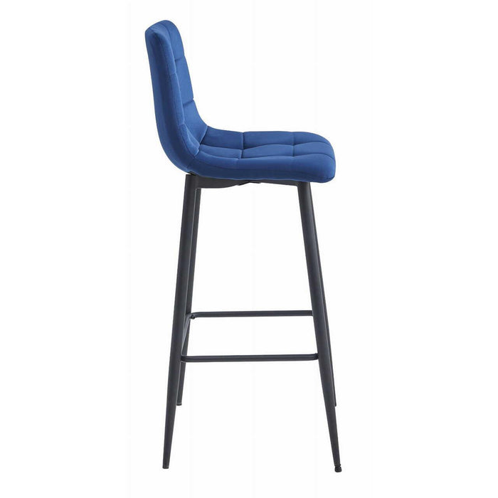 Scaun de bucatarie/bar, Artool, Arceto, catifea albastra, picioare metal negru, 43.5x32.5x104 cm