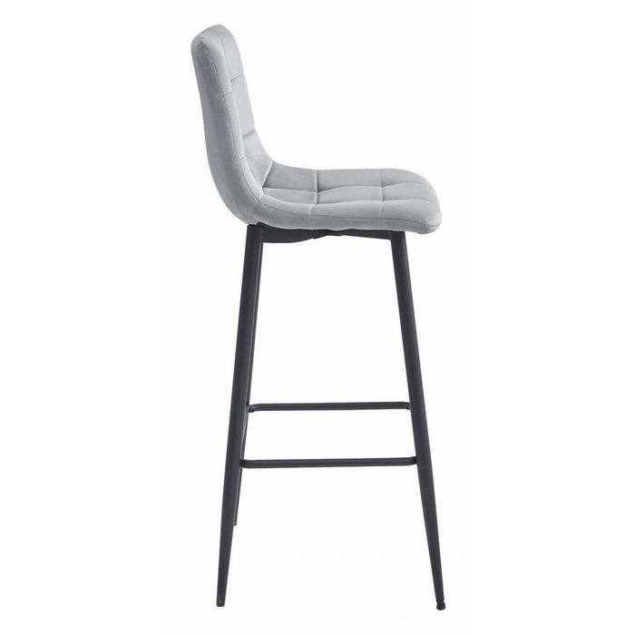 Scaun de bucatarie/bar, Artool, Arceto, catifea argintie, picioare metal negru, 43.5x32.5x104 cm