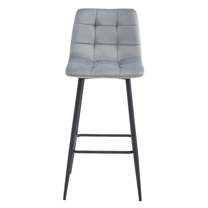Scaun de bucatarie/bar, Artool, Arceto, catifea argintie, picioare metal negru, 43.5x32.5x104 cm