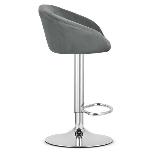 Scaun de bucatarie/bar, Artool, East, rotativ, catifea gri, picior metal argintiu, 53x46x81-103 cm