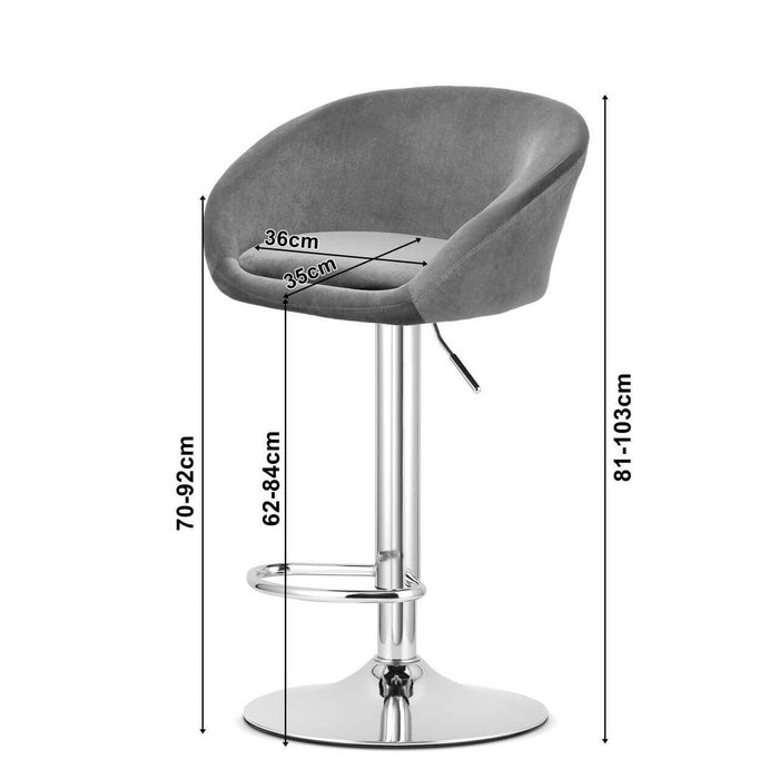 Scaun de bucatarie/bar, Artool, East, rotativ, catifea gri, picior metal argintiu, 53x46x81-103 cm