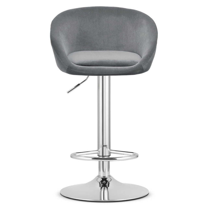 Scaun de bucatarie/bar, Artool, East, rotativ, catifea gri, picior metal argintiu, 53x46x81-103 cm