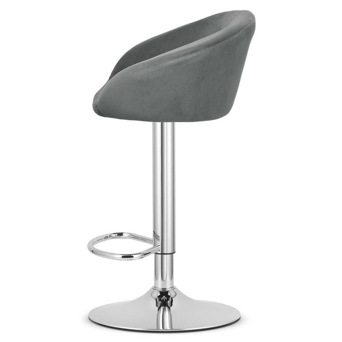 Scaun de bucatarie/bar, Artool, East, rotativ, catifea gri, picior metal argintiu, 53x46x81-103 cm