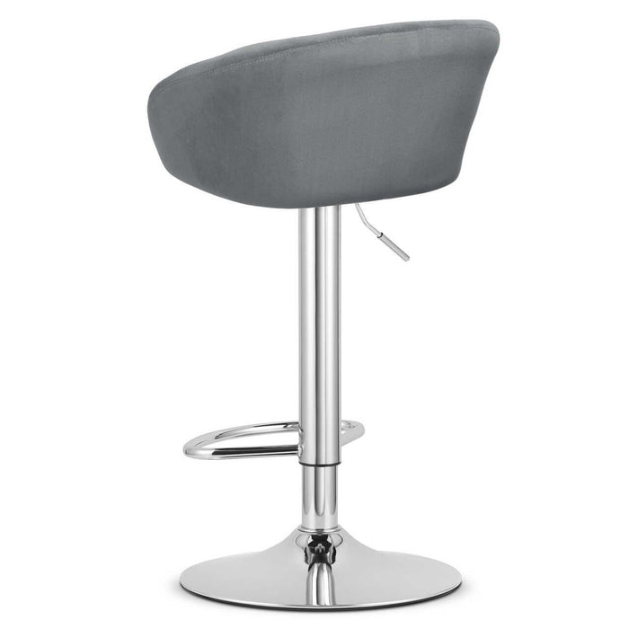 Scaun de bucatarie/bar, Artool, East, rotativ, catifea gri, picior metal argintiu, 53x46x81-103 cm
