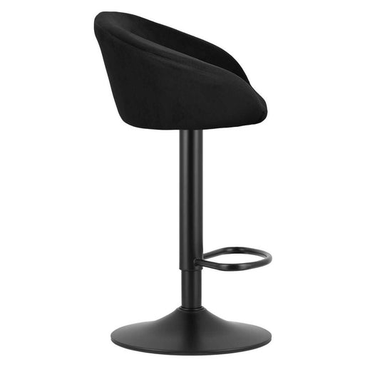 Scaun de bucatarie/bar, Artool, East, rotativ, catifea neagra, picior metal negru, 53x46x81-103 cm