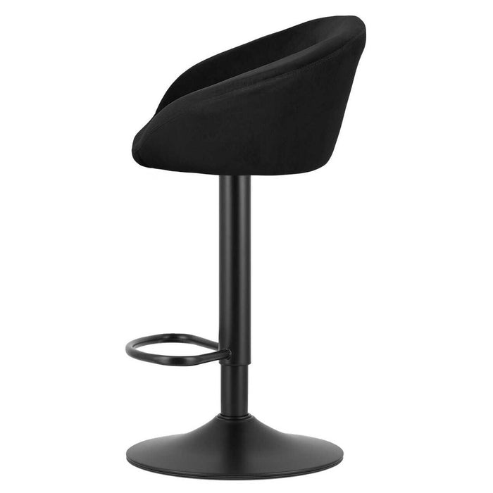 Scaun de bucatarie/bar, Artool, East, rotativ, catifea neagra, picior metal negru, 53x46x81-103 cm
