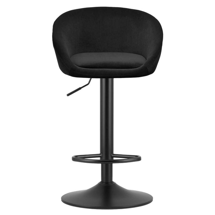 Scaun de bucatarie/bar, Artool, East, rotativ, catifea neagra, picior metal negru, 53x46x81-103 cm