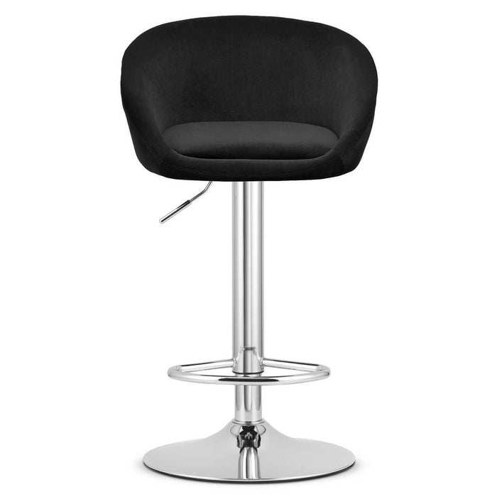 Scaun de bucatarie/bar, Artool, East, rotativ, catifea neagra, picior metal argintiu, 53x46x81-103 cm