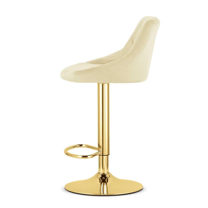 Scaun de bucatarie/bar, Artool, Kast, rotativ, catifea bej, picior metal auriu, 45.5x49x85-105 cm