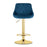 Scaun de bucatarie/bar, Artool, Kast, rotativ, catifea bleumarin, picior metal auriu, 45.5x49x85-105 cm