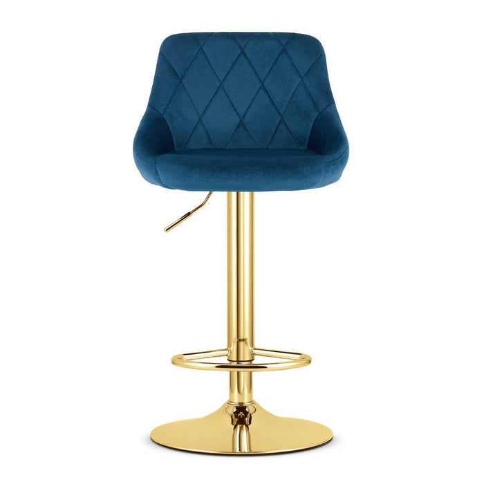 Scaun de bucatarie/bar, Artool, Kast, rotativ, catifea bleumarin, picior metal auriu, 45.5x49x85-105 cm