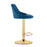 Scaun de bucatarie/bar, Artool, Kast, rotativ, catifea bleumarin, picior metal auriu, 45.5x49x85-105 cm