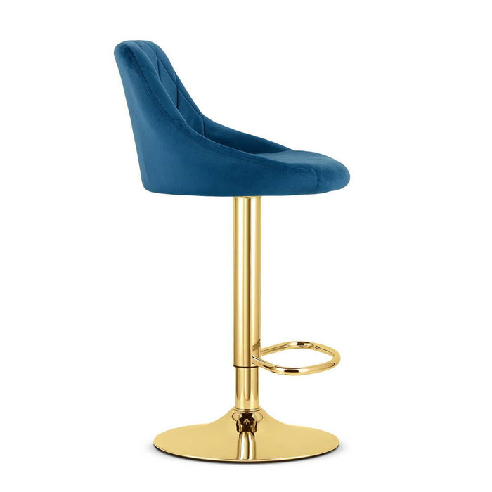 Scaun de bucatarie/bar, Artool, Kast, rotativ, catifea bleumarin, picior metal auriu, 45.5x49x85-105 cm