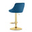 Scaun de bucatarie/bar, Artool, Kast, rotativ, catifea bleumarin, picior metal auriu, 45.5x49x85-105 cm