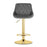 Scaun de bucatarie/bar, Artool, Kast, rotativ, catifea gri, picior metal auriu, 45.5x49x85-105 cm