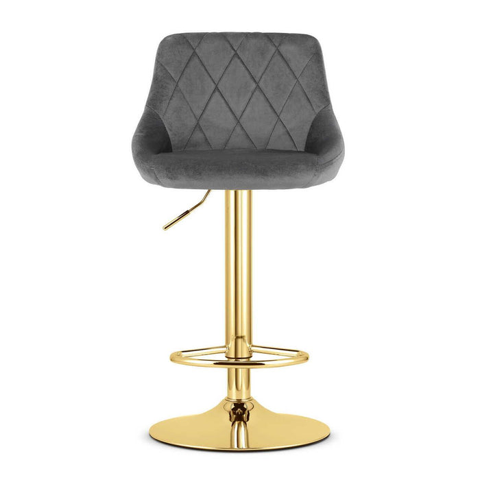 Scaun de bucatarie/bar, Artool, Kast, rotativ, catifea gri, picior metal auriu, 45.5x49x85-105 cm