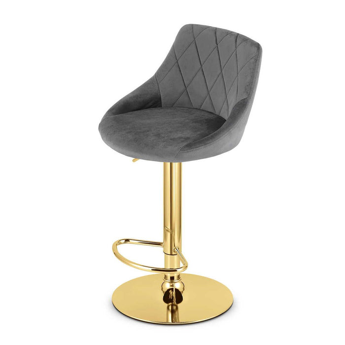 Scaun de bucatarie/bar, Artool, Kast, rotativ, catifea gri, picior metal auriu, 45.5x49x85-105 cm