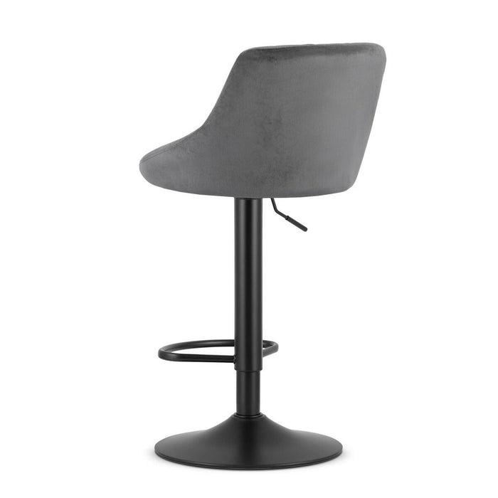 Scaun de bucatarie/bar, Artool, Kast, rotativ, catifea gri, picior metal negru, 45.5x49x85-105 cm
