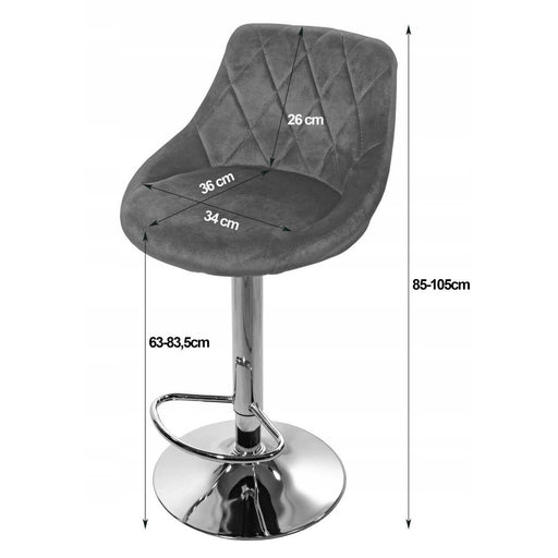 Scaun de bucatarie/bar, Artool, Kast, rotativ, catifea neagra, picior metal auriu, 45.5x49x85-105 cm