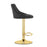 Scaun de bucatarie/bar, Artool, Kast, rotativ, catifea neagra, picior metal auriu, 45.5x49x85-105 cm