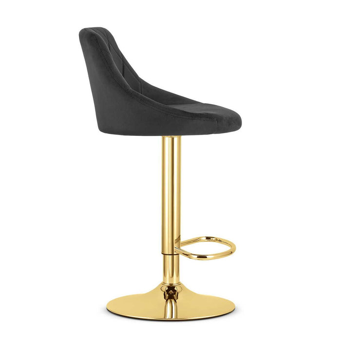 Scaun de bucatarie/bar, Artool, Kast, rotativ, catifea neagra, picior metal auriu, 45.5x49x85-105 cm